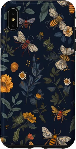 Vista 11 de Bees and Wildflowers on Dark Blue Funda para iPhone 17