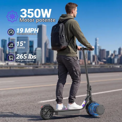 Vista 3 de Scooter eléctrico, scooter E de largo alcance de 21-35 mi para adultos Blakc-Púrpura
