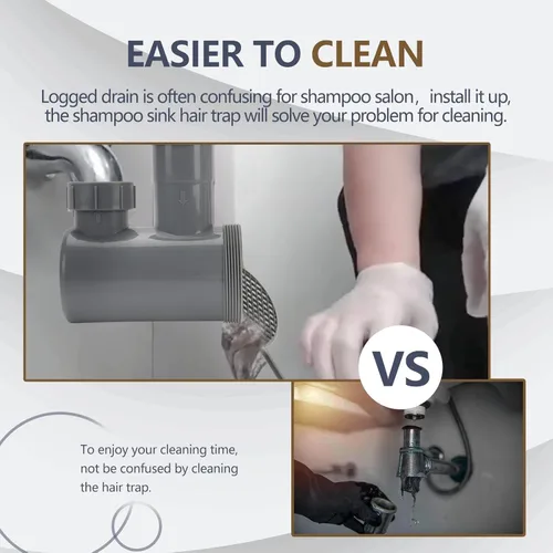 Vista 6 de LukLoy 1 paquete de trampa universal para el cabello de salón para fregadero de champú, cámara de captura de PVC de 1-1/2 pulgadas para fregadero