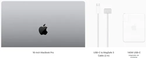 Vista 3 de Apple MacBook Pro de finales de 2021 con chip Apple M1 Pro CPU de 10 núcleos, 16 pulgadas, 16 GB de RAM, 512 GB de almacenamiento SSD, gris espacial