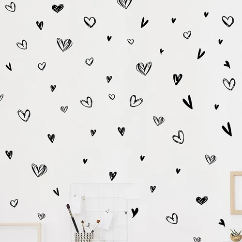 Vista 8 de 72 calcomanías de pared con forma de corazón bohemio, calcomanías de pared con forma de amor para dormitorio de niñas, murales de vinilo