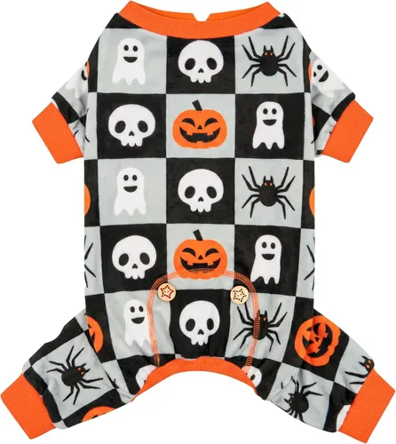 Vista 34 de KYEESE - Pijama de terciopelo para perros, con patrón de patos amarillos, ropa elástica y suave para cachorros y perros pequeños, mameluco cómodo