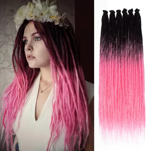 Vista 37 de Leeven Extensiones de Rastas Sintéticas de Doble Punta de 24 Pulgadas 30 Hebras Rastas Boho 613 Rubio 3 Estilos Mixtas Onduladas Rizadas DE Rastas