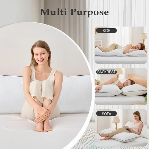Vista 5 de DWR Almohada corporal de plumas de ganso, envoltura alternativa al plumón, funda de algodón orgánico, almohada de cuerpo completo de soporte medio