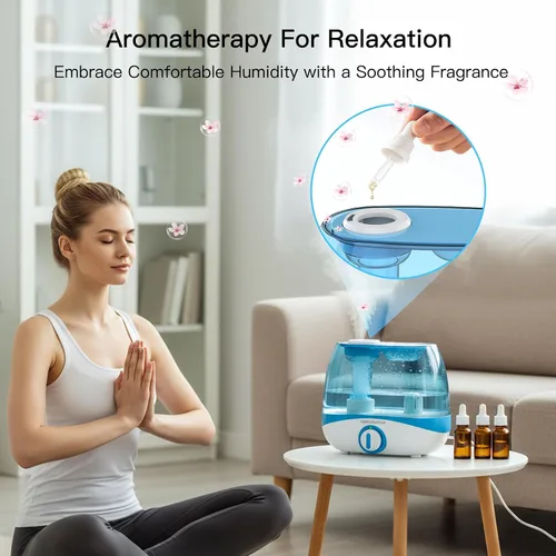 Vista 5 de MegaWise Humidificadores para dormitorio y hogar, humidificador de niebla fría de 5.0L para plantas caseras y viveros de bebés, humidificador