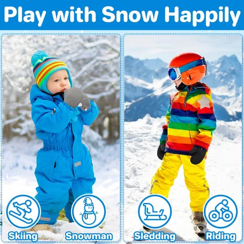 Vista 31 de QikQik Guantes de invierno impermeables para niños pequeños - Guantes de nieve para bebés