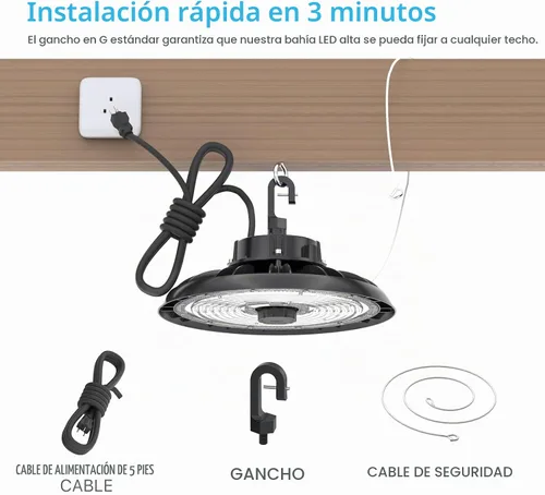 Vista 6 de HYPERLITE UFO LED Luz de Alta Bahía con Sensor de Movimiento 21000LM, 150W Luces LED Inteligentes de Alta Bahía con Control Remoto, Luz de Tienda