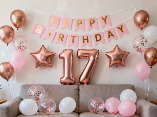 Vista 11 de Globos de fiesta de cumpleaños número 11 para niñas, pancarta de cumpleaños número 11, globos de papel de aluminio de color oro rosa con el número