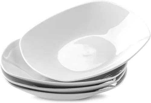 Vista 12 de Juego de 4 platos redondos de 10.5 pulgadas, platos de cerámica blanca para cena, ensalada, aperitivo y postre, microondas, vajilla apta