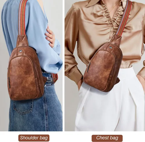 Vista 2 de Riñonera de cuero para mujer, bolsa cruzada de viaje de moda