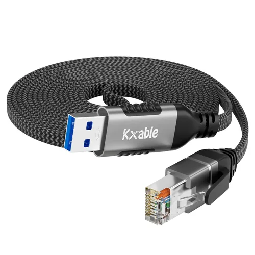 Vista 8 de Cable USB C a Ethernet plano de 4 pies, cable RJ45 a USB tipo C, conectado directamente, red LAN Gigabit, OFC, para MacBook Pro, iPad Pro, iPhone