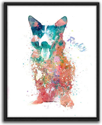 Vista 18 de Personal-Prints Regalo de arte personalizado para pared de perro, impresión artística moderna personalizada única de estilo acuarela La raza