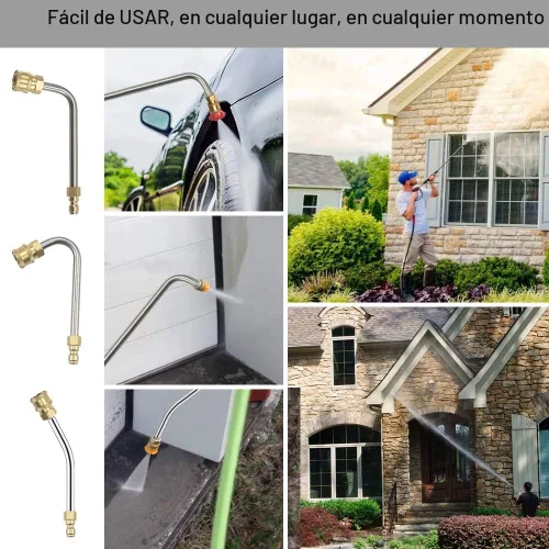 Vista 5 de Selkie Varita de Extensión Mejorada para Lavadora a Presión Lanza con Puntas de Boquilla de Pulverización, 30°, 90°, 120° Varilla Curva, Conexión