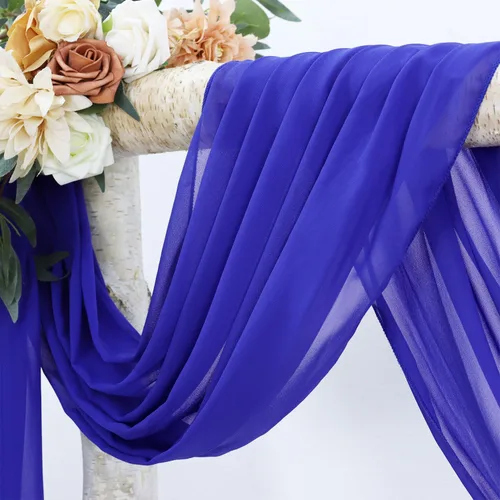 Vista 4 de FANPROMS Cortinas de gasa para arco de boda, 2 paneles de 18 pies, cortinas de gasa transparente para ceremonia, 6 yardas, tela drapeada para arco