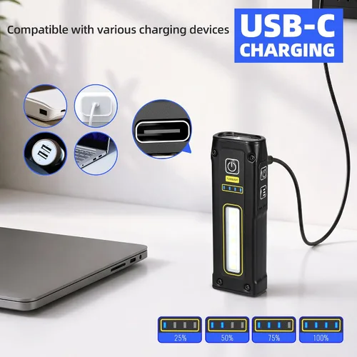 Vista 5 de DARKBEAM Linterna UV 365+395 Luz Negra, Linternas LED EDC de Alto Lumen USB C Recargables Lámpara Woods, Mini Luz Roja COB Magnética - Energía