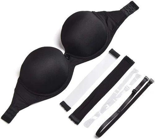 Vista 3 de Sujetador sin tirantes con parte trasera transparente invisible correa push up acolchado Bralette