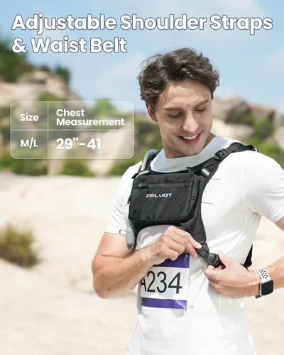 Vista 11 de Zelvot Chaleco para correr con vejiga de agua de 1 litro, patente original de Estados Unidos, chaleco de hidratación reflectante ajustable, mochila