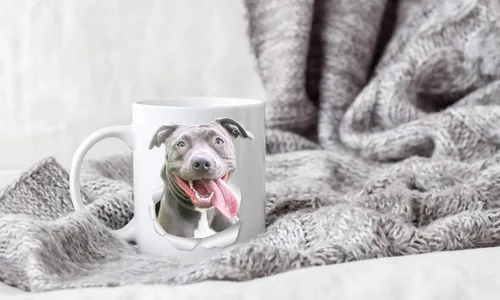 Vista 5 de Winston & Bear Happy Pit Bull Mug - Taza de café de cerámica de 15 onzas, regalo para los amantes de los perros