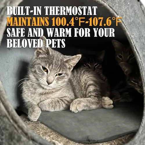 Vista 4 de PETNF Almohadilla térmica para mascotas al aire libre para gatos, segura y eléctrica, resistente al agua, calentada, para exteriores, animales