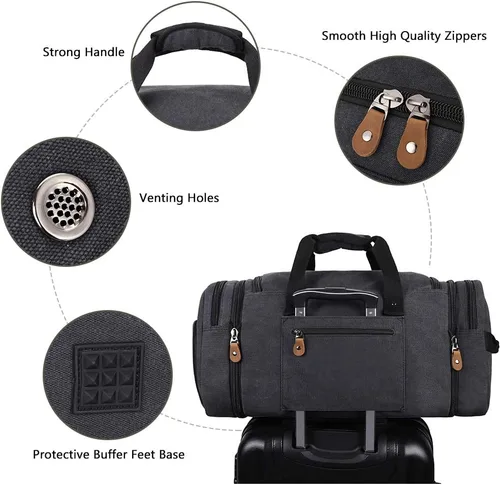 Vista 7 de Gonex Bolsa de lona para viaje de 50 L Compartimento gris oscuro para zapatos