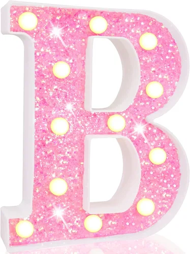 Vista 65 de Pooqla Luces de números de marquesina, números de luz rosa para niñas de 10.º cumpleaños, funciona con pilas, luz nocturna de número con purpurina