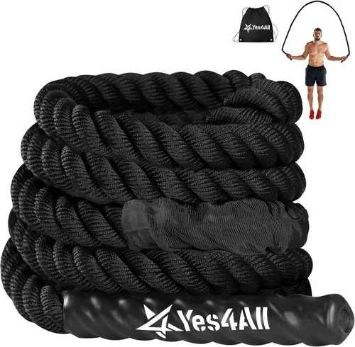 Vista 8 de Yes4All Cuerda de saltar pesada, cuerda de saltar pesada de 2.8 libras con mango antideslizante de doble capa y funda protectora para fitness