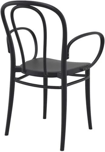 Vista 4 de Compamia Victor XL Silla de resina para exteriores, color negro (juego de 2)