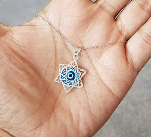 Vista 5 de MYSTIC JEWELS by Dalia - Collar de filigrana de plata de ley con ojo azul