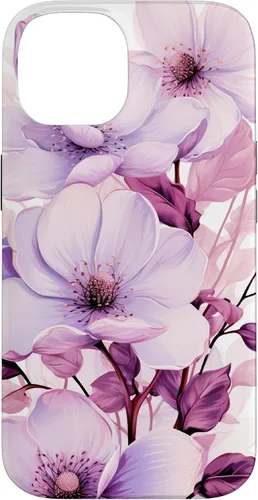 Vista 4 de Funda para iPhone 17, diseño de flores de magnolia rosa y morado lavanda