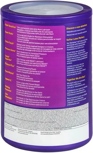 Vista 7 de ONE® Condones Placeres Mixtos Paquete de 100 Condones de Látex Variedad