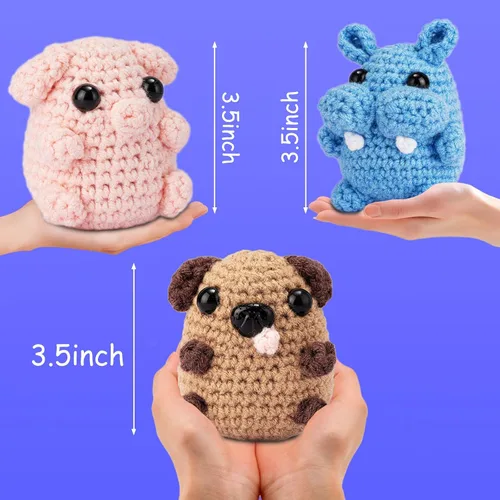 Vista 3 de Uluck Kit de ganchillo para principiantes, kit de ganchillo para adultos con tutoriales en video paso a paso, kit de animales de ganchillo - perro