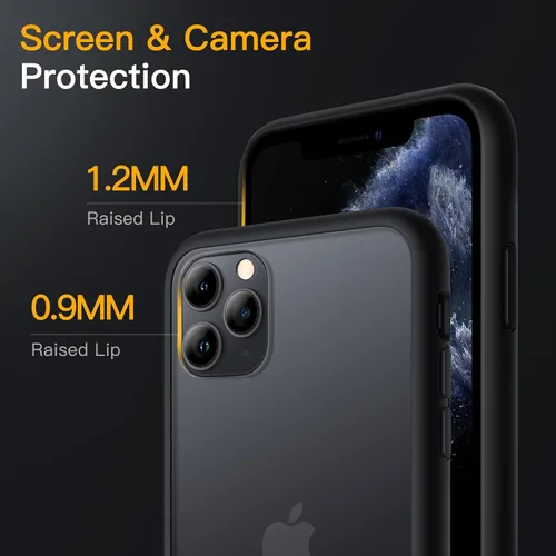 Vista 5 de JETech Funda mate para iPhone 11 Pro de 5.8 pulgadas, a prueba de golpes, protección contra caídas de grado militar, cubierta trasera translúcida