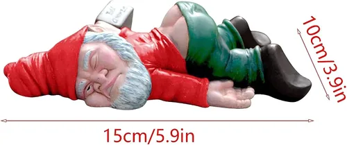 Vista 2 de Divertidas Estatuas de Gnomos de Jardín Enanos Borrachos Decoración, Escultura Creativa de Resina Regalo Novedoso para Exteriores Interiores Patio