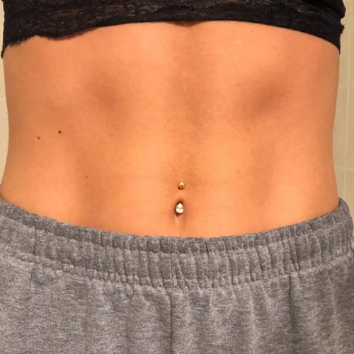 Vista 2 de Jewseen Water Drop Belly Butoon Anillos Prong Set Piercing para el ombligo 14K Oro sólido claro CZ ombligo Anillos Cuerpo Joyería