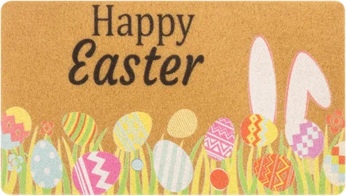 Vista 11 de XuoAz Felpudo decorativo de Pascua para puerta de entrada al aire libre, conejito de Pascua, antideslizante, fibra de coco para la decoración