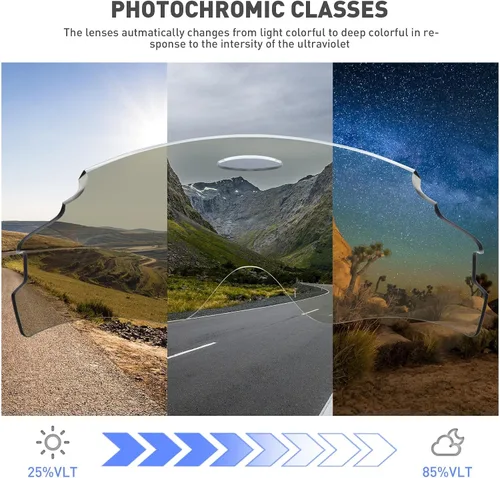 Vista 3 de SCVCN Gafas de sol de ciclismo fotocromáticas para hombres y mujeres, gafas de sol deportivas HD MTB para montar en bicicleta de montaña