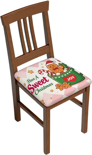 Vista 13 de Fundas de asiento para silla cuadrada de comedor de otoño de 16.9 pulgadas, dos piezas, funda de cojín elástica ajustable de repuesto extraíble