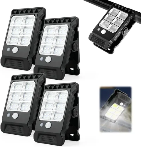 Vista 10 de Luz solar con clip con sensor de movimiento, luces USB con clip de carga solar 2026, luz LED recargable portátil multifuncional para campamento, luz