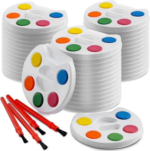 Vista 7 de Mini juego de pintura para niños de acuarela (paquete a granel de 12) - 5 pinturas de acuarela, bandeja de paleta y pincel de pintura