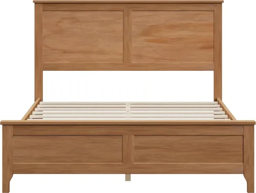 Vista 6 de Harper & Bright Designs Cama de plataforma de tamaño matrimonial con cabecero y estribo, base de cama matrimonial de madera maciza con soporte