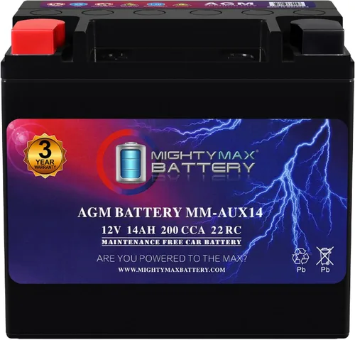 Vista 24 de Mighty Max Battery MM-AUX12 Batería Auxiliar 12 V 12 Ah, 20 RC, 200 CCA Batería AGM recargable para auto