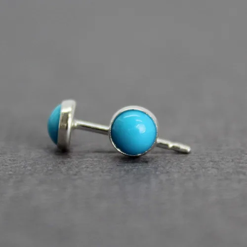 Vista 44 de Aretes de tuerca con piedras preciosas para mujeres y niñas, bisel redondo de 0.157 in de plata esterlina 925