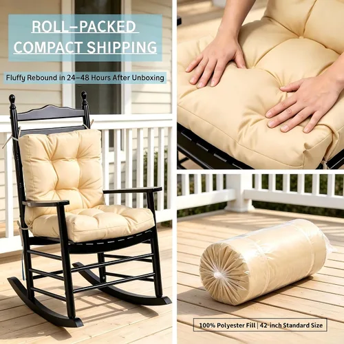 Vista 9 de QILLOWAY - Cojín o respaldo para asiento de exterior, cojín de repuesto, primavera/verano, Moderno, Beige