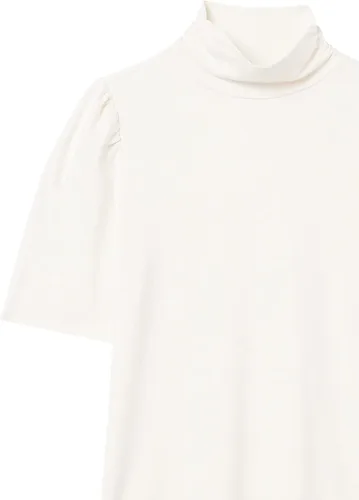 Vista 6 de Tienda Essentials Cuello alto de manga abullonada de algodón modal drapeado para mujer