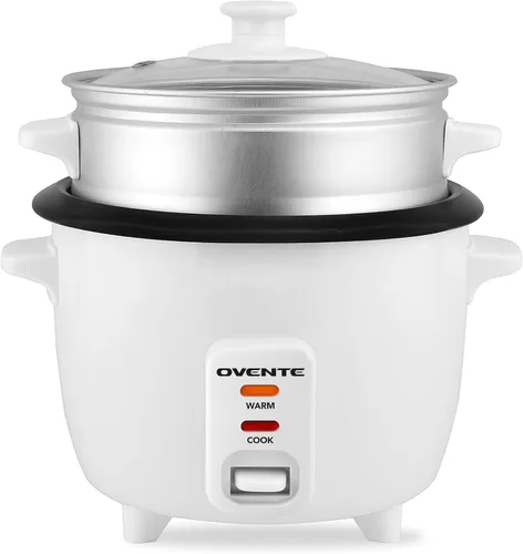 Vista 8 de OVENTE - Olla arrocera eléctrica y vaporizador de alimentos – Capacidad de arroz de 5 tazas, olla extraíble antiadherente, función de mantener