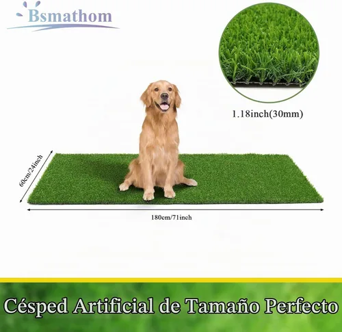 Vista 3 de Bsmathom Alfombra de césped artificial, interior/exterior, césped artificial para patio, balcón y jardín, 2 x 6 pies