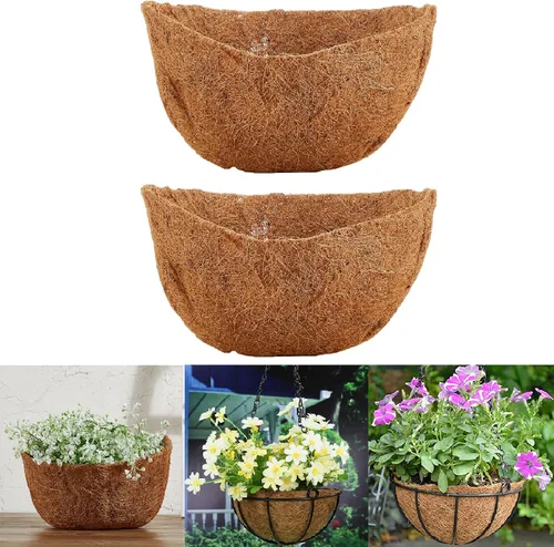 Vista 12 de 1 pieza de revestimientos de coco para macetas, revestimientos de repuesto para cestas colgantes, inserto de coco duradero para jardín al aire libre