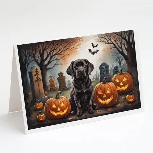 Vista 67 de Caroline's Treasures DAC2042GCA7P Golden Retriever - Tarjetas de felicitación y sobres de Halloween espeluznantes, paquete de 8 tarjetas en blanco