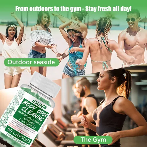 Vista 7 de ESUNM Suplemento desodorizante corporal, cápsulas de clorofila de 650 mg, desodorante interno de ultra alta absorción para hombres y mujeres, apoyo