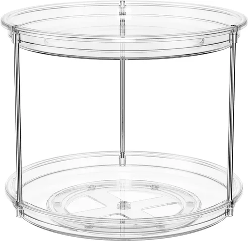 Vista 8 de Organizador Lazy Susan de 2 niveles, tocadiscos Lazy Susan de 9 pulgadas para gabinete, organizador apilable giratorio para especias para encimera